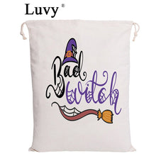 Load image into Gallery viewer, Luvy Halloween Drawstring Bags 200pcs/lot Santa Sack 8 Styles Christmas Cotton Canvas Bag Party Kids Bags Halloween Gifts New