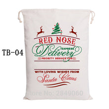 Load image into Gallery viewer, Santa Claus Gift 100pcs/lot Santa Sacks Christmas Stocking Canvas Drawstring Bag Party Decorations Kids Toys Bag Handmade