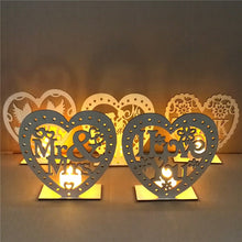 Load image into Gallery viewer, DHL 100sets Heart shaped wooden board DIY LED Tealight Candles Flameless For Christmas Holiday Wedding Party  Home Decoration