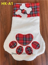 Load image into Gallery viewer, Plaid Paw Stocking Christmas Gift Bags Burlap Christmas Stockings Wholesale 250pcs/lot Plaid Dog Paw Xmas Sock Fast Shipping