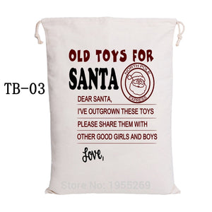 100pcs/lot Christmas Stocking Bags Santa Sack Drawstring Canvas Bag Wholesale Santa Claus Party Decorations Kids Customized Gift