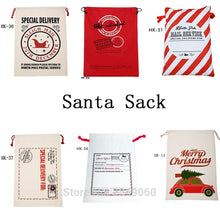 Load image into Gallery viewer, Handmade Christmas Gift 500pcs/lot Santa Sacks Drawstring Bag Canvas Candy Bag Party Decorations Kid Personalized Santa Claus