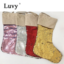 Load image into Gallery viewer, Luvy Personalized Stocking Christmas Large Sock 200pcs/lot Xmas Stocking Candy Party Decoration Kid Gift Canvas Santa Sacks