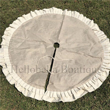 Load image into Gallery viewer, 100pcs/lot 48&#39;&#39; Jute Burlap Christmas Tree Skirt with Ruffled Border Holiday Collection