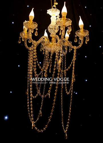 2018 New 6 heads lights crystal chandelier with acrylic crystal bead for wedding decoration