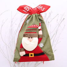 Load image into Gallery viewer, large linen christmas decorations for home gift bag   Xmas Santa Claus back bag adventskalender cadeau noel buffalo plaid 10pcs