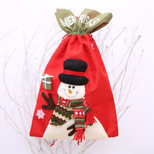Load image into Gallery viewer, large linen christmas decorations for home gift bag   Xmas Santa Claus back bag adventskalender cadeau noel buffalo plaid 10pcs