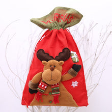 Load image into Gallery viewer, large linen christmas decorations for home gift bag   Xmas Santa Claus back bag adventskalender cadeau noel buffalo plaid 10pcs