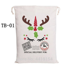 Load image into Gallery viewer, Luvy Christmas Bag 100pcs/lot Reindeer Express Santa Sack Drawstring Canvas Gift Bag Santa Claus Party Decoration Candy Cane Bag