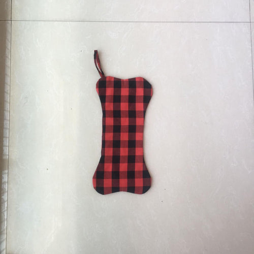 22pcs/lot new arrival Christmas buffalo plaid dog bone stocking kids candy bag stocking gift socks