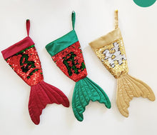 Load image into Gallery viewer, Sequined Mermaid Tail Christmas Stocking Fishtail Santa Claus Candy Gift Bag Holders Xmas Socks Party Home Decorative