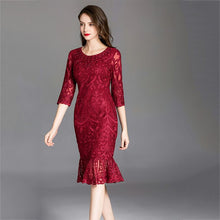 Load image into Gallery viewer, Women's Clothing Dresses Christmas sexy pullover femme red wedding party lace dress plus size body con long 2019 autumn winter