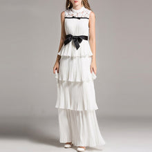 Load image into Gallery viewer, by Megyn women winter christmas party maxi dress sleeveless lace embroidered elegant ladies layered white long dresses vestidos