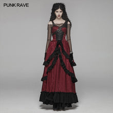 Load image into Gallery viewer, PUNK RAVE Women's Steampunk Black &amp; Red Gorgeous Victorian Long Dress Gothic Christmas Halloween Party Club Sexy Maxi Dress