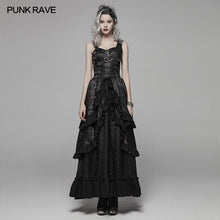 Load image into Gallery viewer, PUNK RAVE Women's Steampunk Black &amp; Red Gorgeous Victorian Long Dress Gothic Christmas Halloween Party Club Sexy Maxi Dress