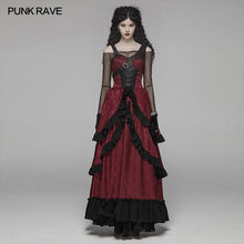 Load image into Gallery viewer, PUNK RAVE Women's Steampunk Black &amp; Red Gorgeous Victorian Long Dress Gothic Christmas Halloween Party Club Sexy Maxi Dress